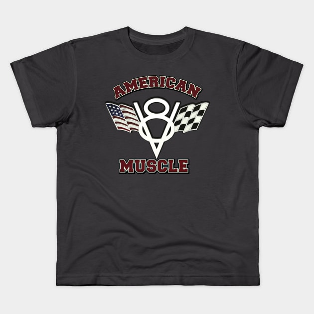 American Muscle V8 Mustang car Design by MotorManiac Kids T-Shirt by MotorManiac